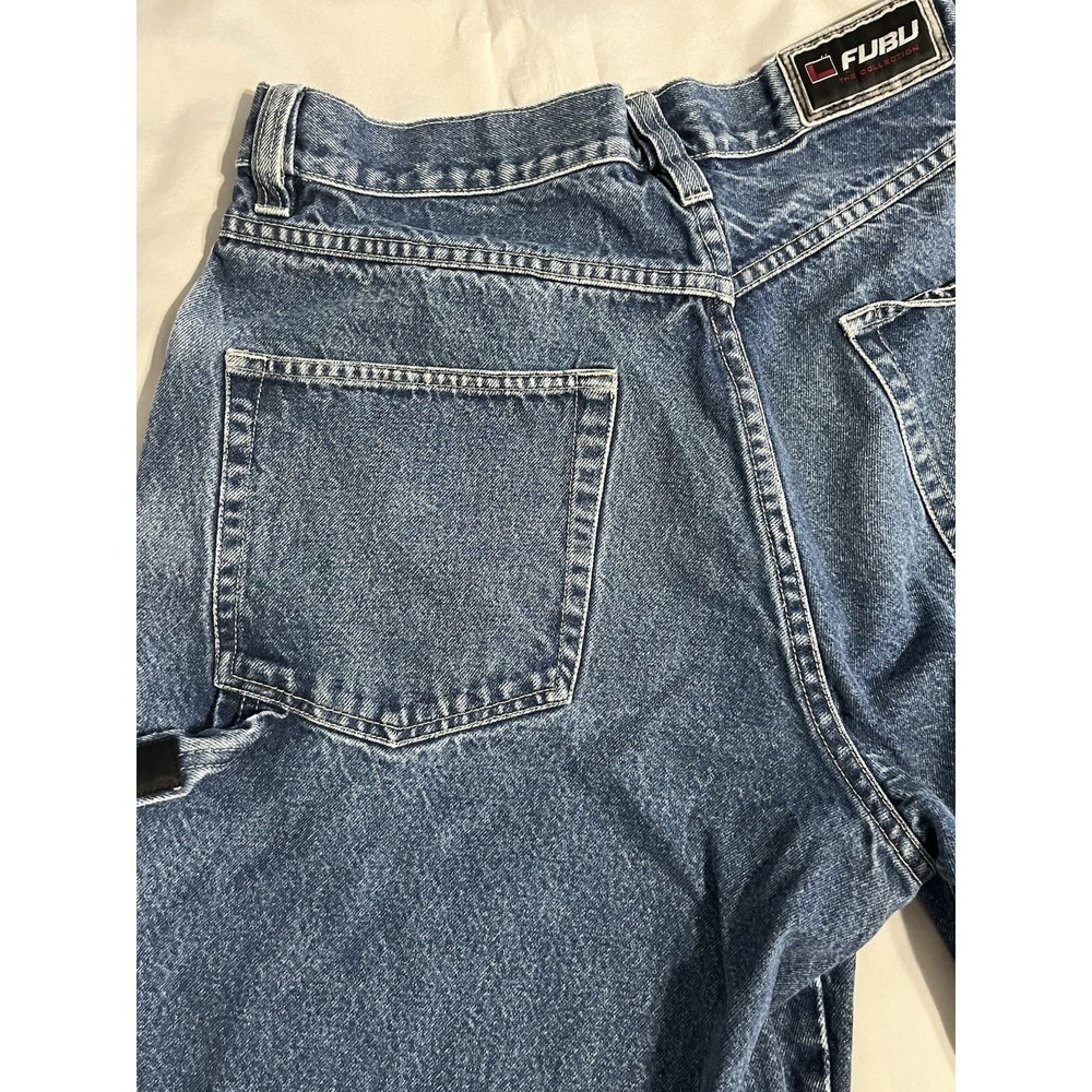 Vintage FUBU Shorts Carpenter Cargo Baggy Skater Y2K Denim Jorts W36 - Picture 12 of 16